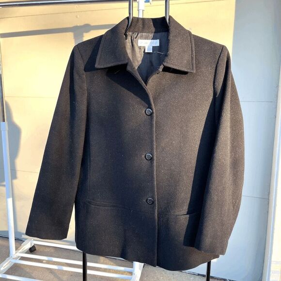 VTG Casual Corner Black Wool Button Jacket L Minimalist Chic Old Money - Picture 8 of 8